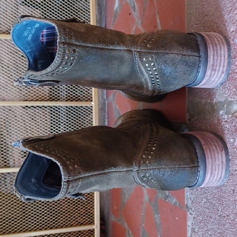L'Artiste - Sarita Spring Step Green Suede Leather Western/Boho Boots EUC - Picture 8 of 14